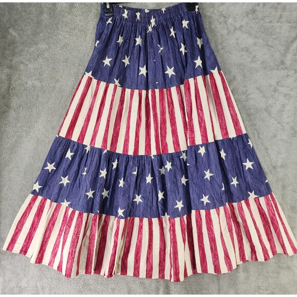 J Suzette Skirt Womens XL American Flag Stars Stripes Patriotic 90s Vintage USA - Picture 2 of 9